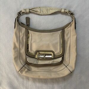 COACH 2011 Kristin Spectator White Leather Python Embossed Trim Hobo Bag - 16803